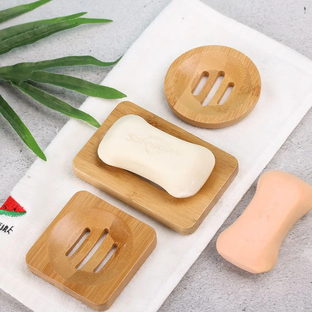 Soap Dish Container Moisture-proof Bamboo Storage Tray Draining Box Home Shower Washroom Accessories wood color Bathroom Tools