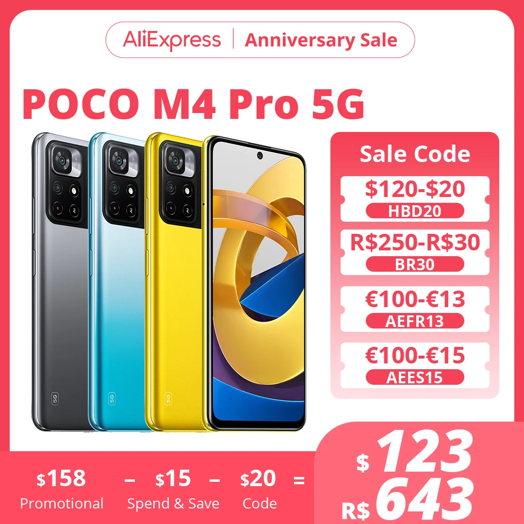  POCO M4 Pro 5G 4GB 64GB/6GB 128GB Global Version Smartphone MTK Dimensity 810" 90Hz 6.6" DotDisplay 33W Fast Charger 5000mAh 