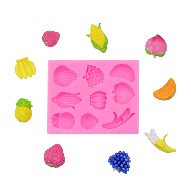 

Pineapple Banana Strawberry Cherry Apple Kiwi Fruit Chocolate Cake Decorating Tools DIY Fondant Silicone Mold