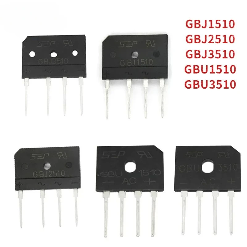 Diode Bridge Rectifier GBJ1510 GBJ2510 GBJ3510 GBU1510 GBU3510 15A 25A 35A 1000V Rectifiers Diodes 5PCS
