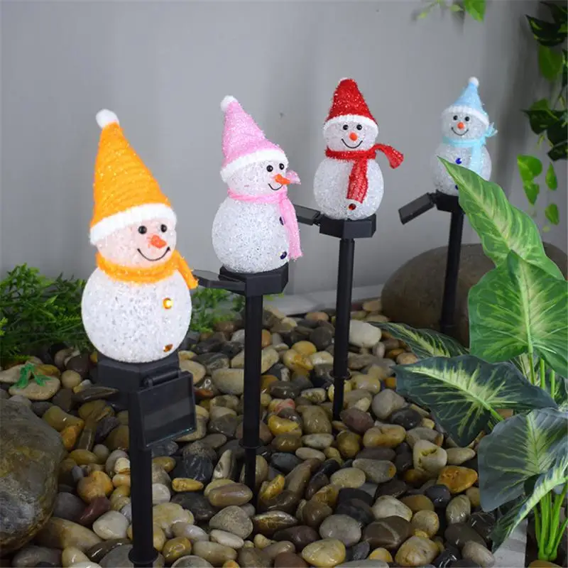 

Warm White Light Christmas Lawn Lights Suitable For Various Scenarios Ground Mounted Lights 6 Colors Snowman Plastic Ip44