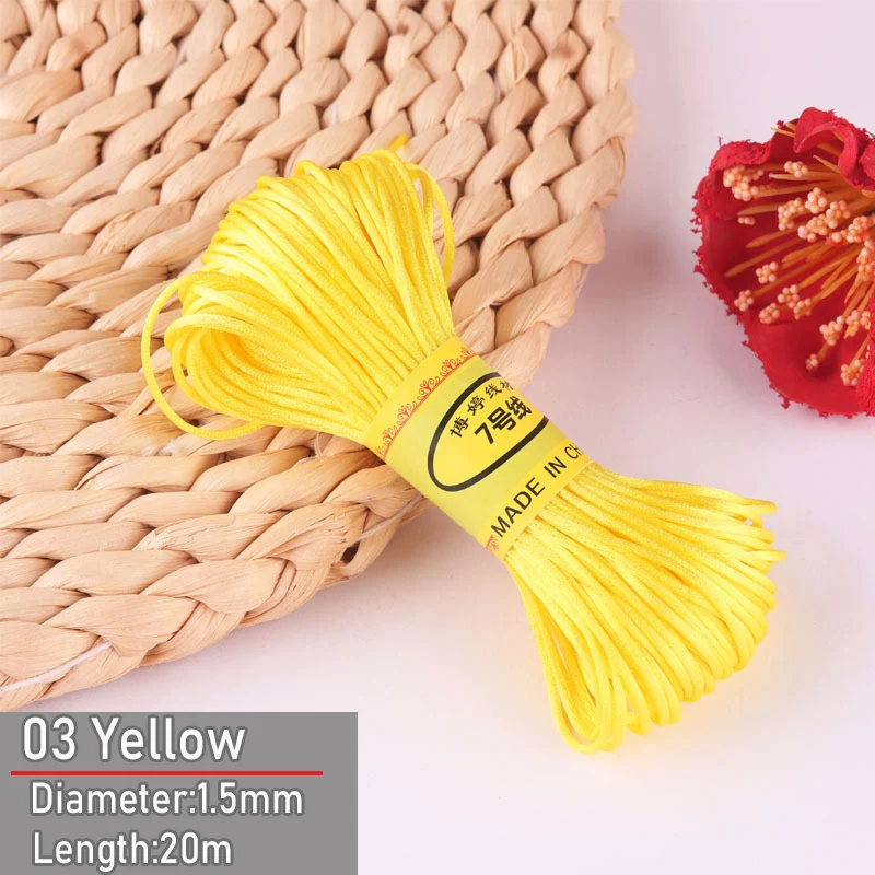 Bulk Nylon Satin Cord for DIY Knotting and Jewelry Making - 1.5mm Thickness