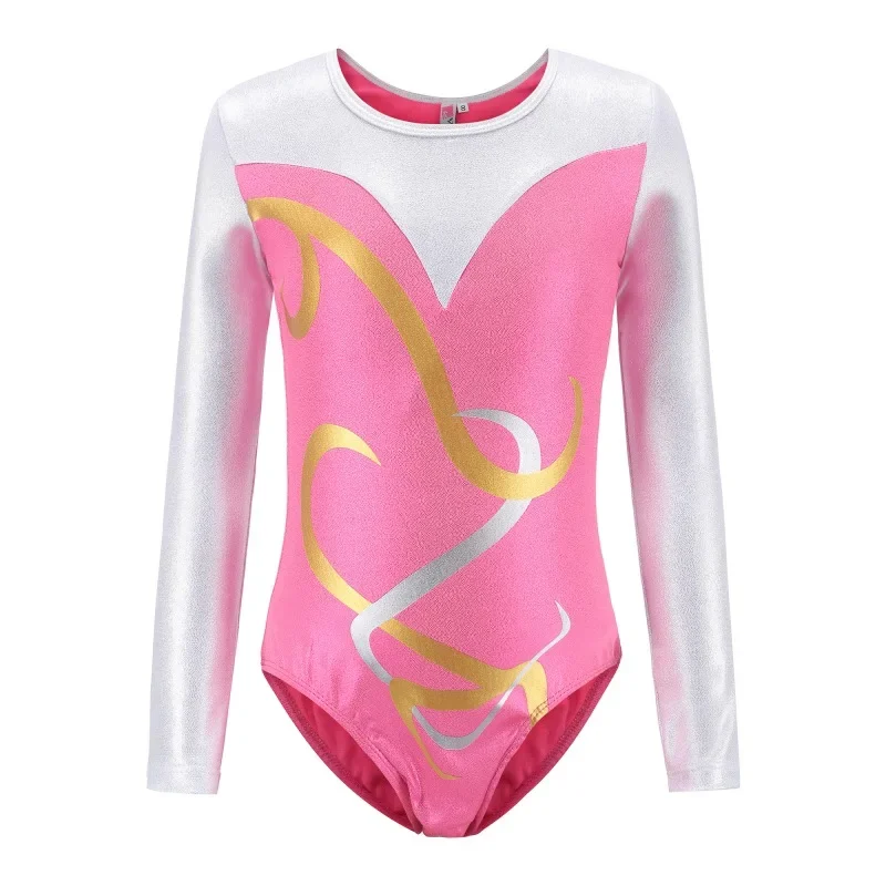 

Гимнастический костюм Dancesuit для девочек, танцевальные трико с длинным рукавом, детские костюмы в полоску, детские танцевальные балетные костюмы