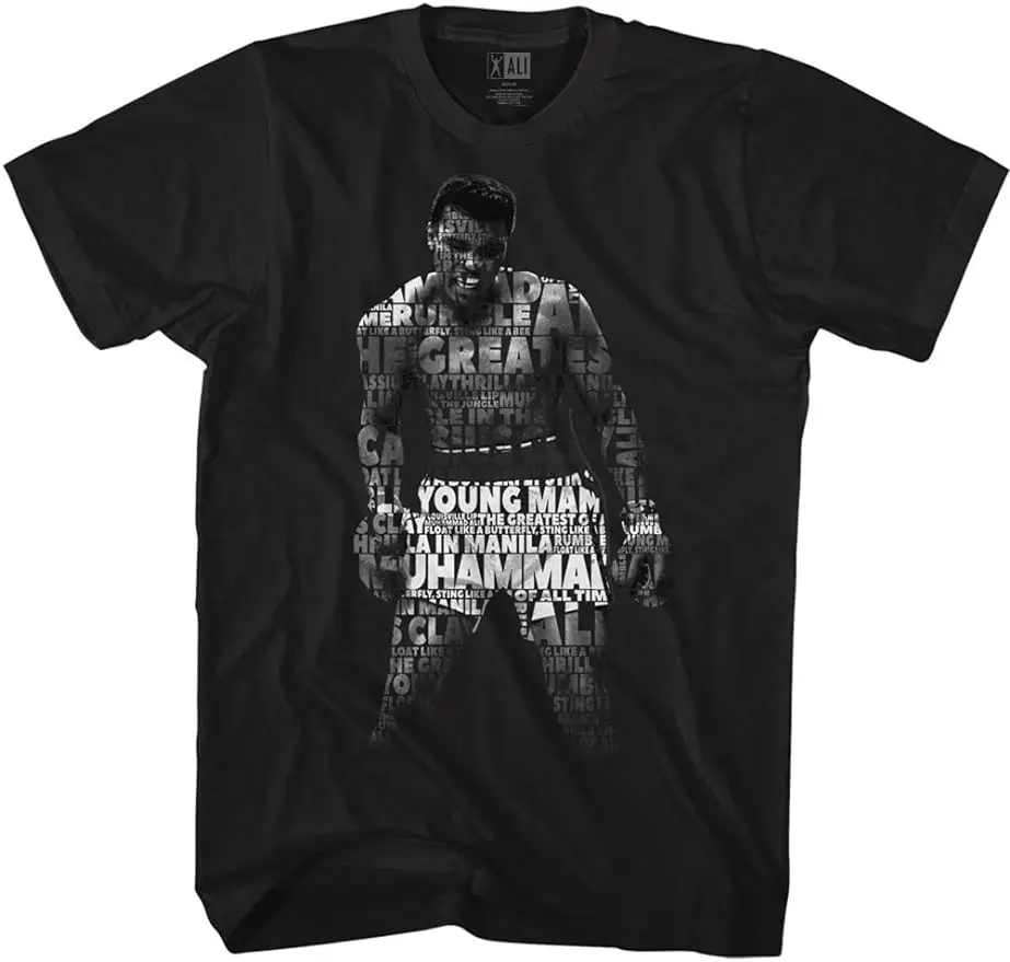 Muhammad Ali 60S Goat Greatest Boxer Quote Me T-Shirt Nera Per Adulti Tee T-Shirt Con Stampa Grafica Divertente Per Uomo Donna