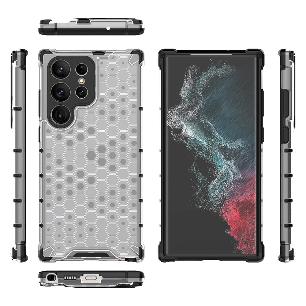 Custodia Per Samsung Galaxy S23 Ultra S23 Plus S23 5G Cover Militar Armor Air-Bag Copertura Anti-Caduta Soft Honeycomb Shell Back Fundas