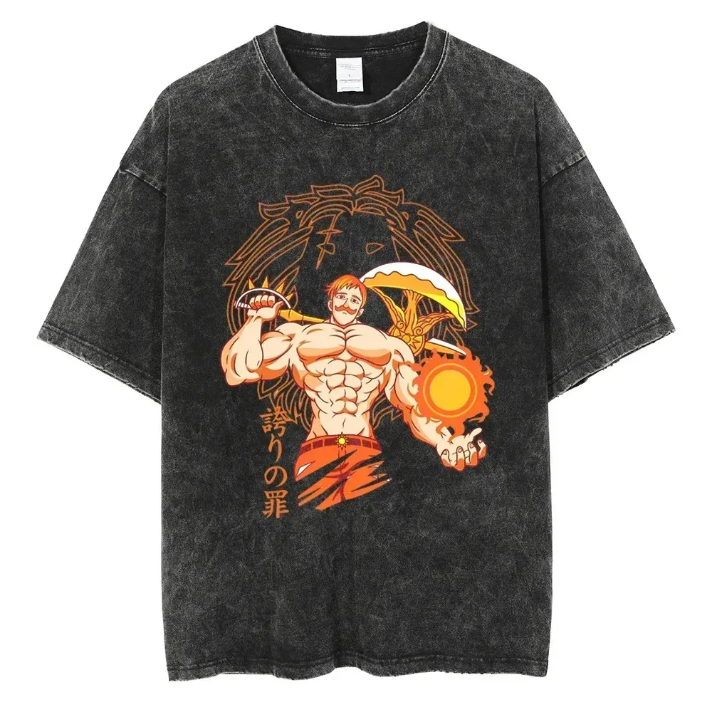 Vintage Washed Escanor Graphic Print Unisex T-Shirt