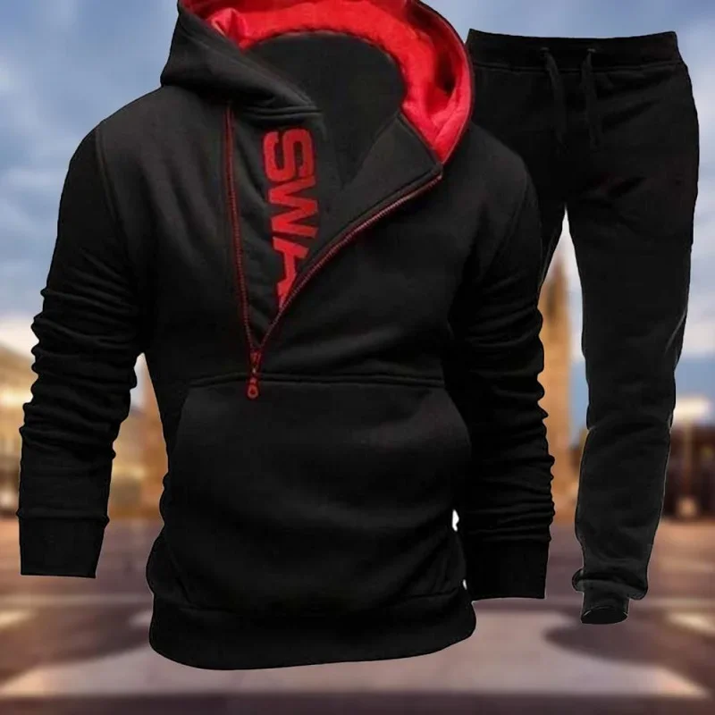

Men's Hoodies Two Piece Set Hooded Sweatshirt and Sweatpants Tracksuits Autumn Winter Thick Causual Suit Sportswear