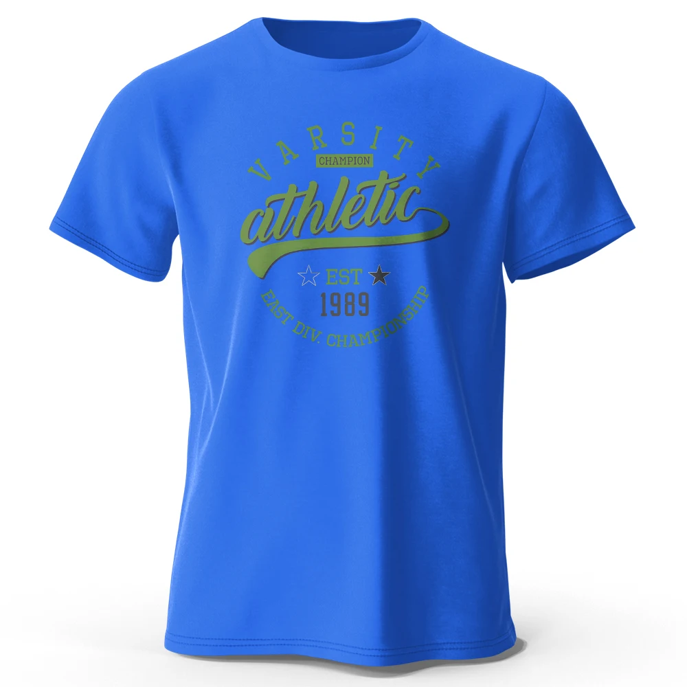 Unisex Vintage Graphic Varsity Cotton T-Shirt - Short Sleeve