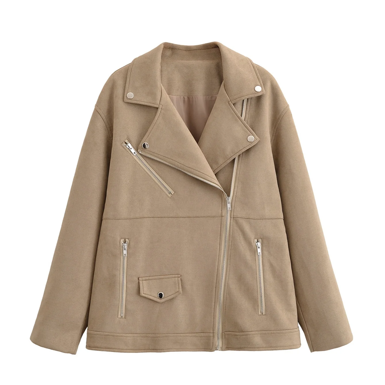 Autumn Women's Clothing Fashion Jackets Zipper Decoration Long Sleeve Jackets For Women Solid Cool Motorcycle Jacket Streetwear