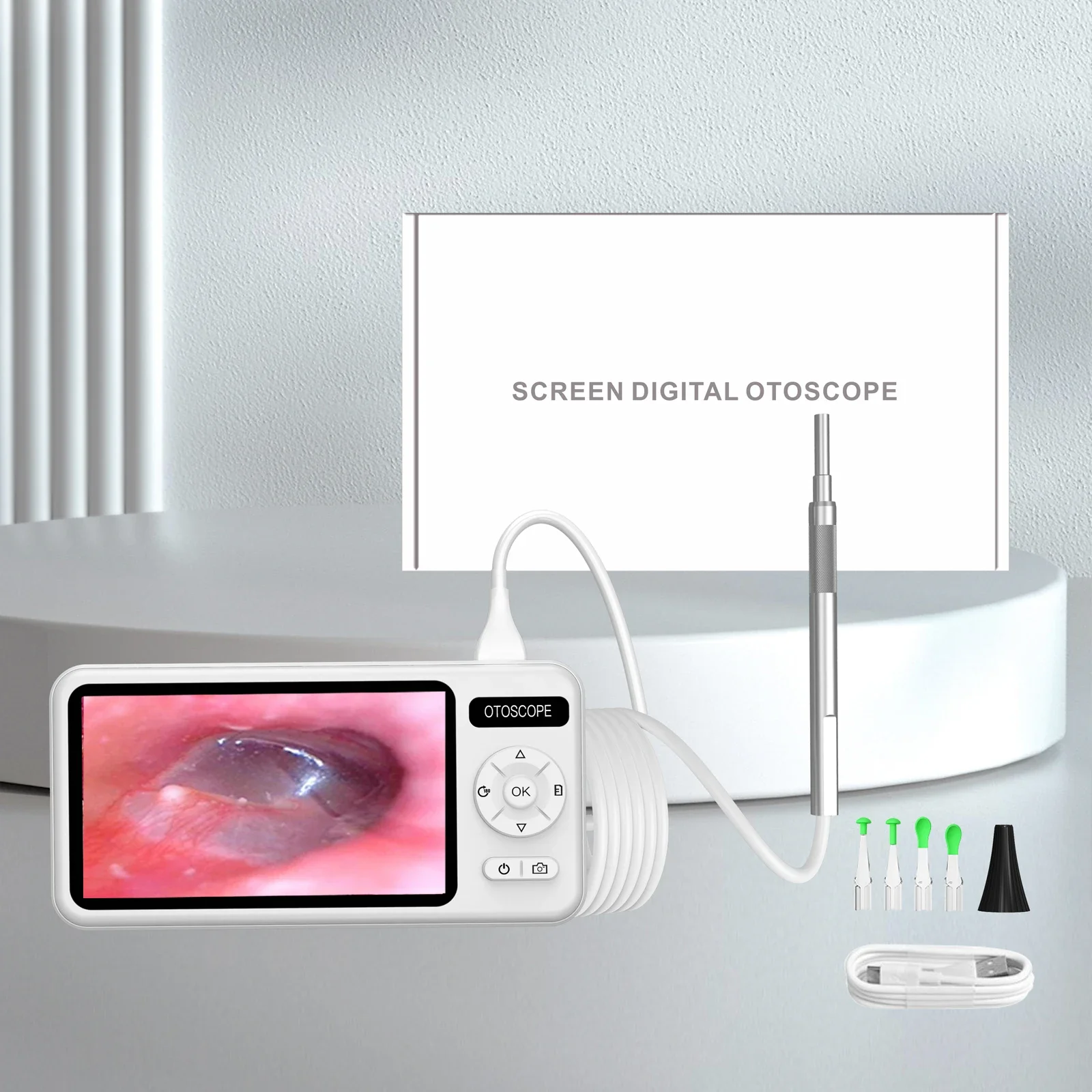 HD 이어픽 내시경 카메라, 휴대용 현미경, 귀 왁스 제거, 귀이개 클리너, 32GB TF 포함, 5 인치 화면, 3.9mm, 1080p