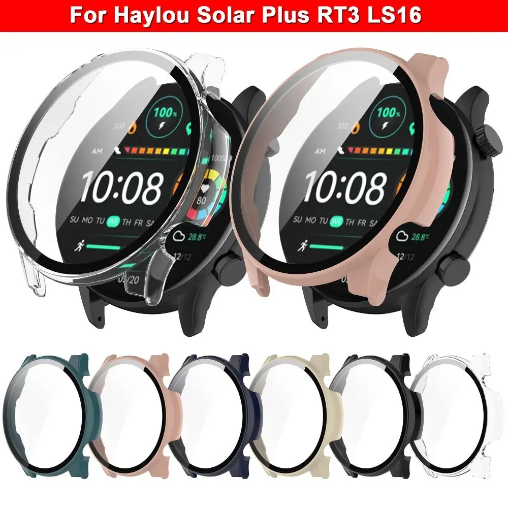 Screen Protector Case for Haylou Solar Plus RT3 LS16 Full Coverage Bumper Protection + Tempered Glass Case Cover Accessories