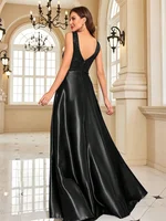 Mallory Sequin V-neck Satin Gown 2