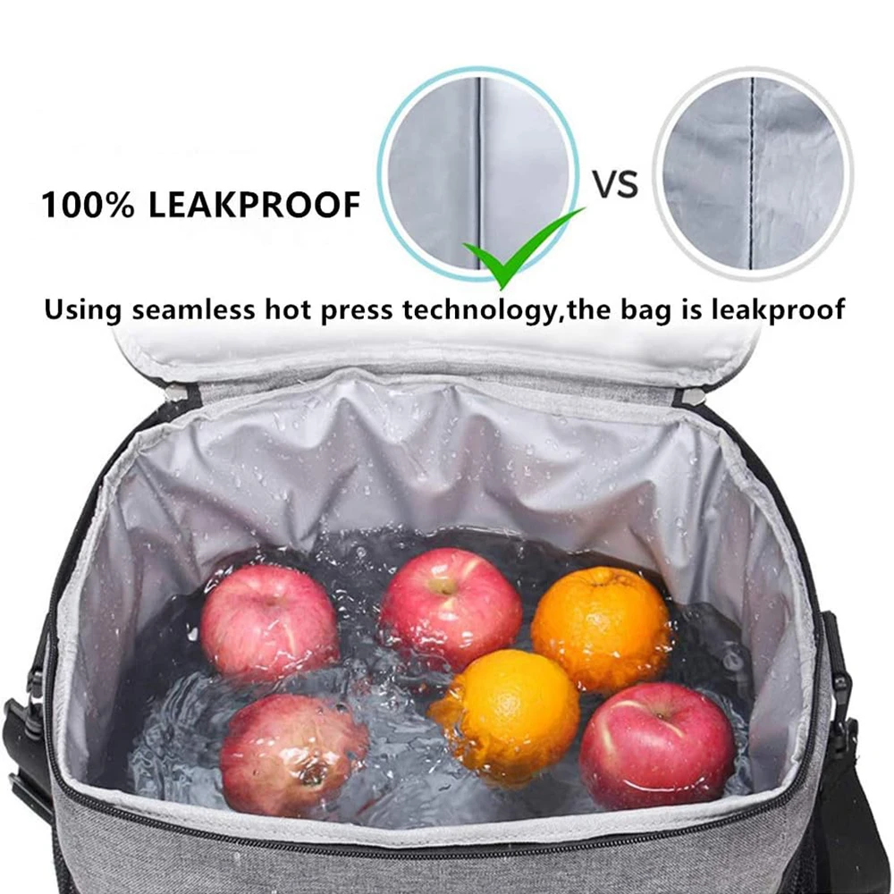 Insulated Thermal Lunch Bag with Adjustable Shoulder Strap - Large 15L Cooler for Work, Picnic, Beach, and Hiking