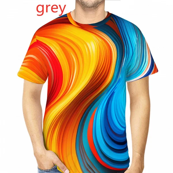 

Летняя новая стильная мужская футболка с 3D принтом и короткими рукавами, модная повседневная футболка