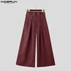 INCERUN Pleated Waist Design Wide Leg Pants Handsome Solid Color Trousers High Waist Simple Loose Oversized Male Bottoms 5