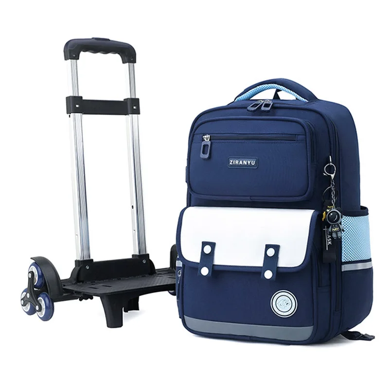 New Rolling Backpack for Boys Elementary School Bag with Wheels Mochilas Para Mujer Travel Trolley Bag 2 and 6 Wheels Sac A Dos 3