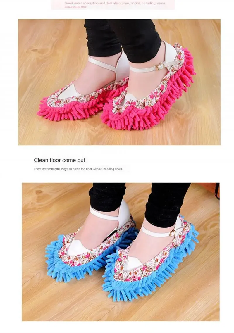 2pcs Dust Cleaner Grazing Slippers House Bathroom Floor Cleaning Mop Cleaner Shoe Covers