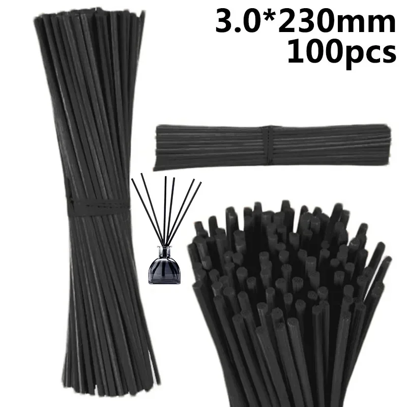 100pcs/Set 3.0x230mm Reed Stick Black Rattan Home Fragrance Diffuser Aroma Scent Oils And Accessories Room Freshener