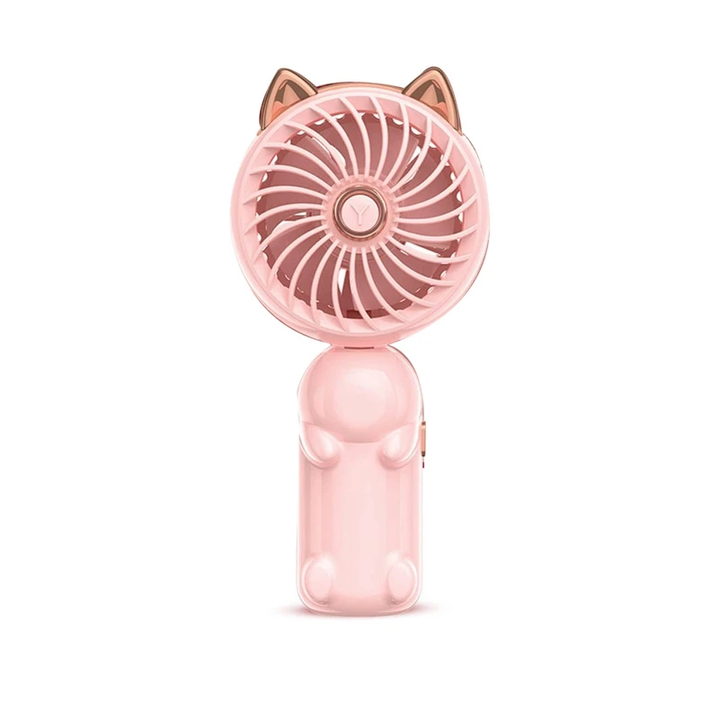

1 PCS Portable Hand Held Fan Mini Fan Foldable Small Fan With Cat Ears With USB Rechargeable Battery (Pink)
