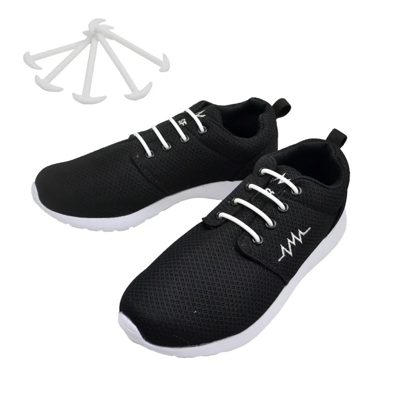 

Creative leather shoe style with elastic hook and lazy silicone shoelaces