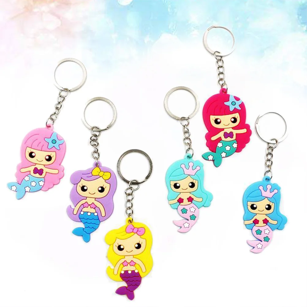 

12pcs Mermaid Key Chains Key Rings Silicone DIY Accessories for Handbags Boys Girls Small Gifts Cartoon Keychain Car Key