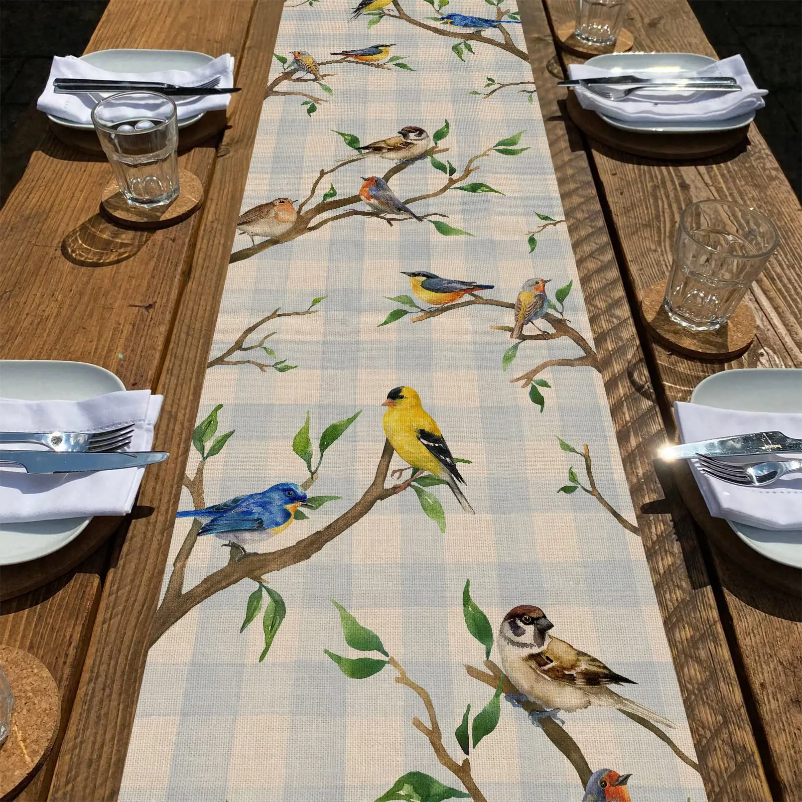 

Branches Table Runner, Home Kitchen Dining Decor, Summer Winter Seasonal Farmhouse Wedding Decoration Indoor Outdoor Party