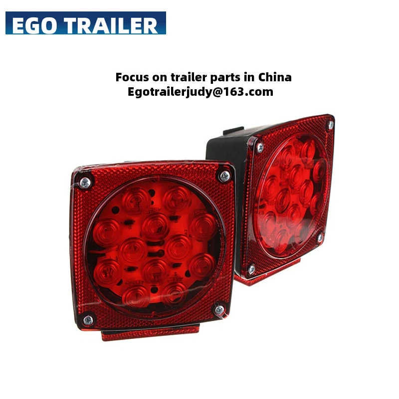 h901 2pcs pack car remote pilot light warning light dual flash light white 2PCS LED Submersible Square Trailer Truck Tail Light Lamp