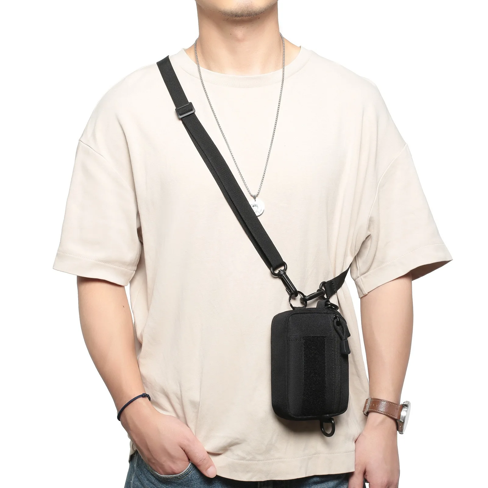 Molle Waist Pack & Shoulder Bag 600D Nylon Organizer for Daily Essentials & Gadgets Tactical EDC Pouch Compact