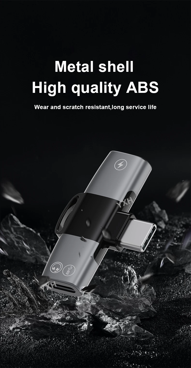 OTG Double USB Type C PD 15W Charger to Type C Jack AUX Audio Headphones Splitter Adapter for iPhone 15 Pro Max Samsung Xiaomi