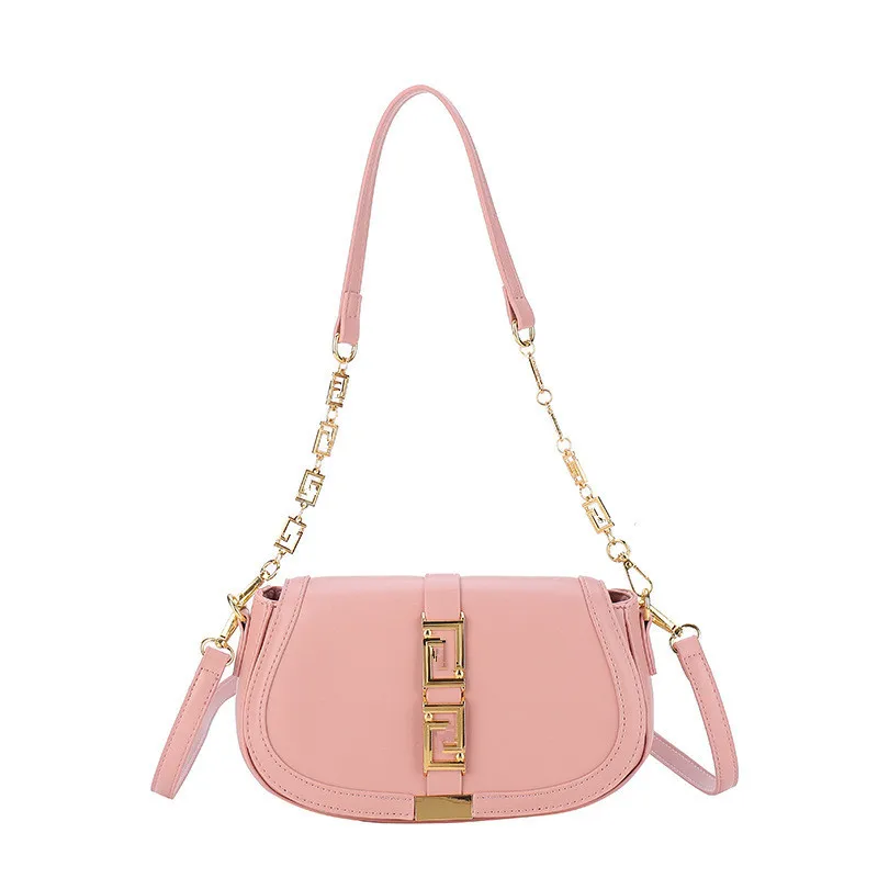 Fashion Simple Design Bags For Women New High Grade Elegant Trend Chains Messenger Bag Metal Leather Chic Exquisite Shoulder Bag
