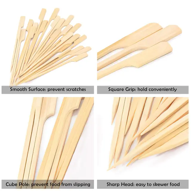 100Db-Os Eldobható Környezetbarát Bambuszpálcák 9 Cm 12 15 18 Természetes Fa Nyársok Otthoni Bbq Party Barbecue Svédasztal - Image 5