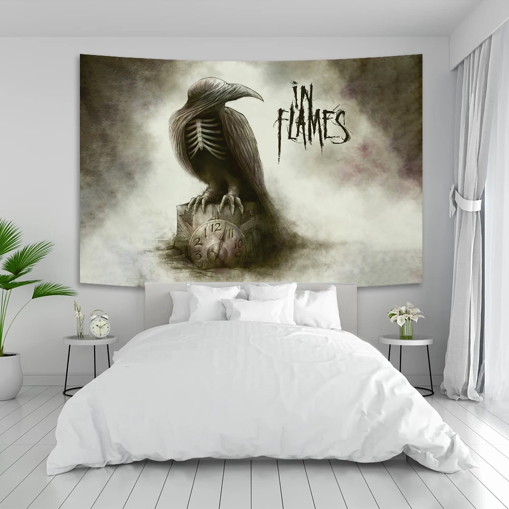Death Metal Band In Flames Tapestry Rock Music Album Cover Living Room Wall Art Home Decor tapestry decor