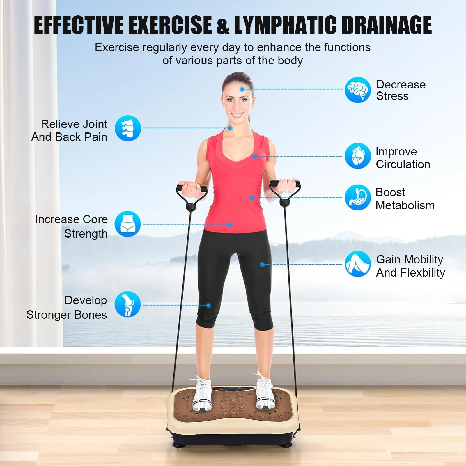 Whole Body Vibration Plate Electric Vibration Exercise Plate Rich and Efficient Slimming Tool for Gym, Home, - Image 4