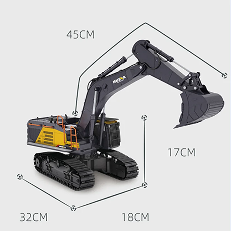 HUINA 1/14 1592 RTR Tracked RC Excavator Remote Control Trucks Model 2.4G Light Sound Outdoor Toys For Boys Gifts TH18065-SMT6 2