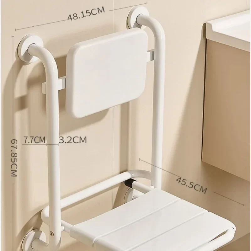 Non-slip Backrest Folding Stool Bathroom Chair Disability Aids, Wall Mounted Shower Seat, Bath Chairs Barrier Free Shower Stool 5
