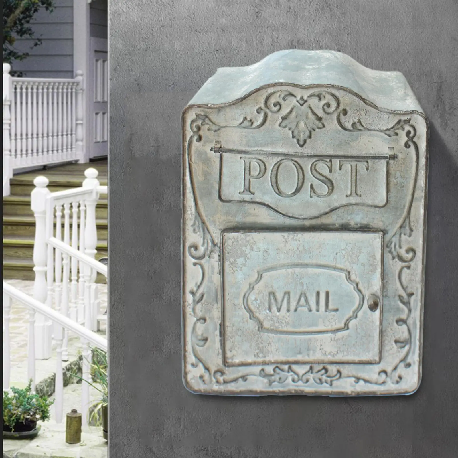 

Vintage Iron Mailbox Letterbox Home Decor Rustic Gate Farmhouse Outside 34x26cm