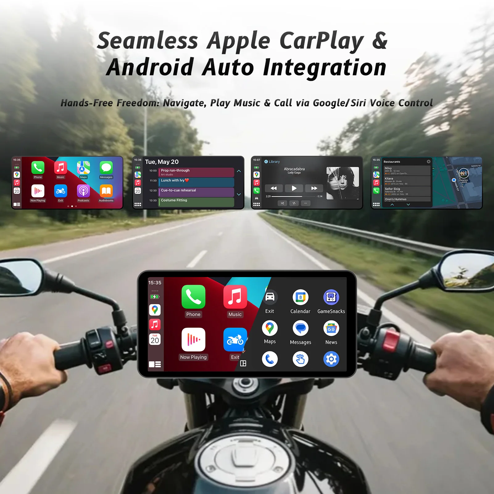 6-Inch Motorcycle Smart Display – Wireless CarPlay & Android Auto thumbnail 5