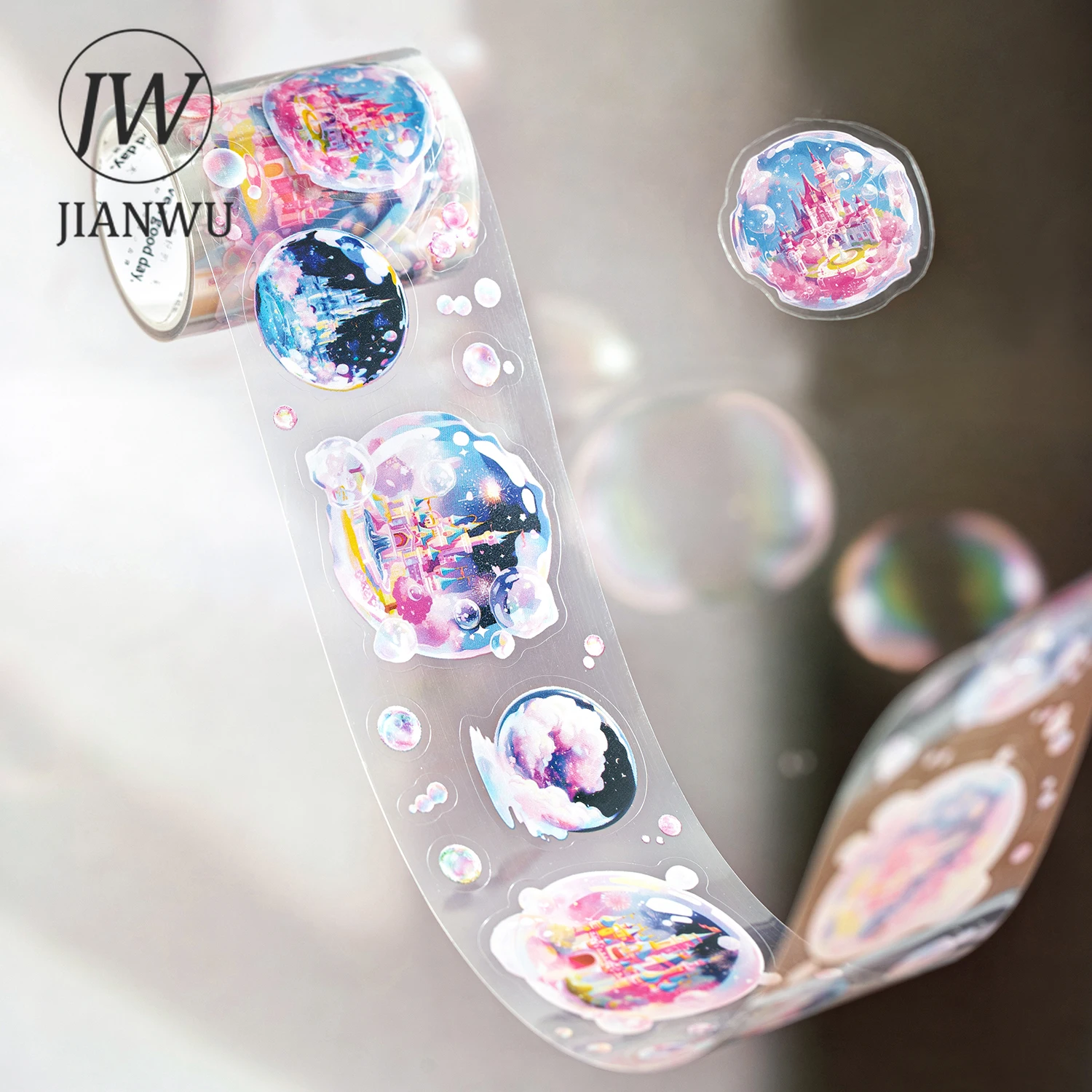 JIANWU 50mm*200cm 버블 시리즈 꿈의 꽃 성 풍경 소재 콜라주 PET 테이프 창의적인 저널 문구