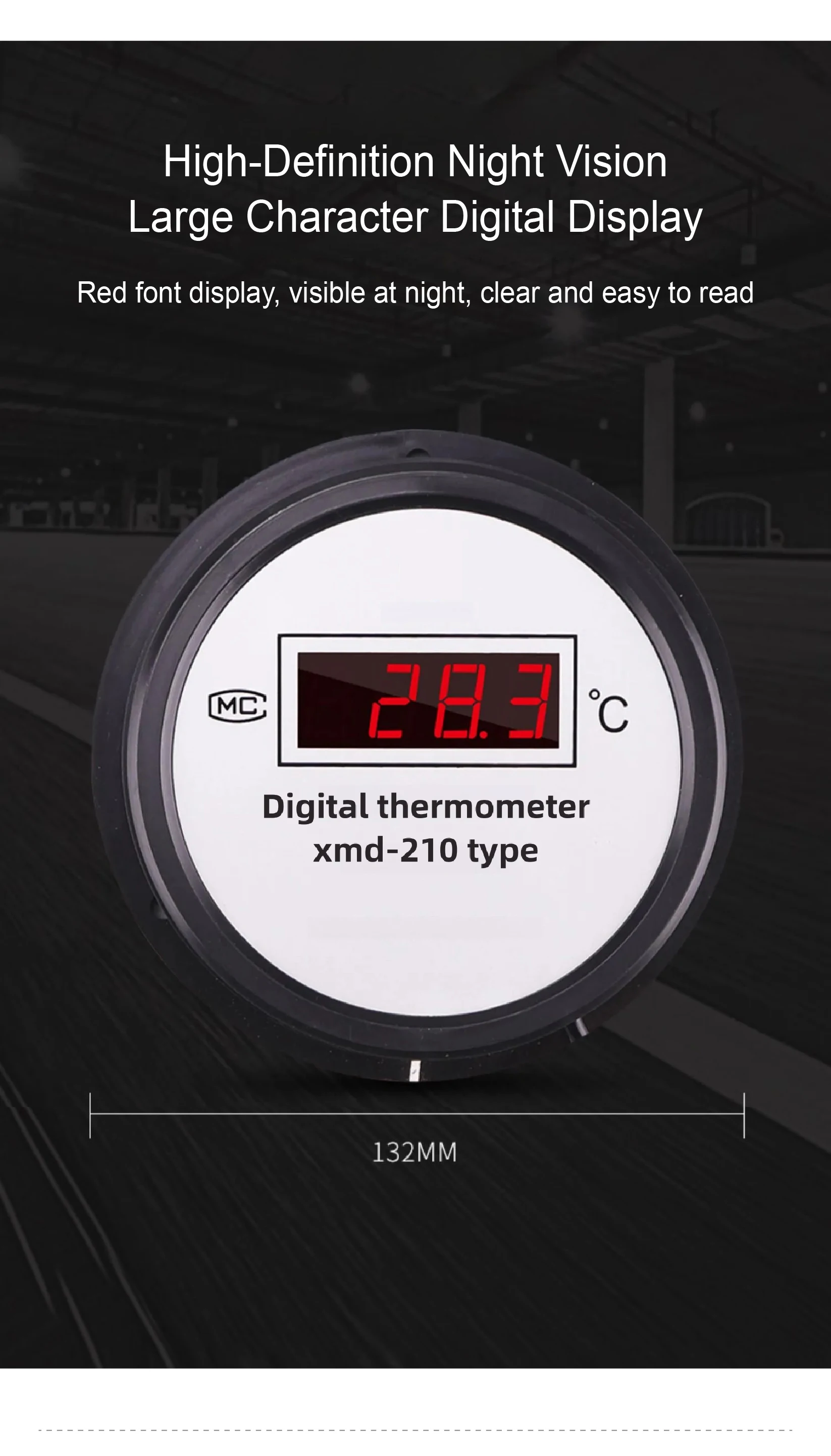 LCD-210 Digital Temperature Gauge -50~300°C Waterproof Stainless Steel Probe for