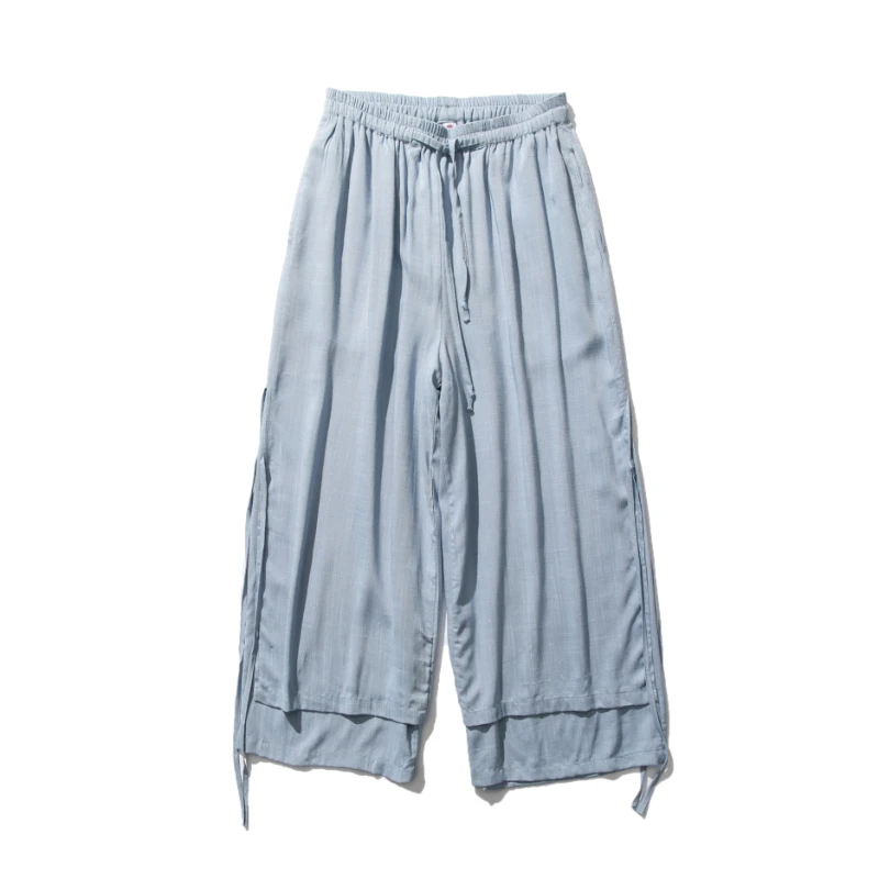 Chinese Traditional Kung Fu Wushu Pants Clothing for Men Male Linen Oriental Style Cargo Pants Trousers