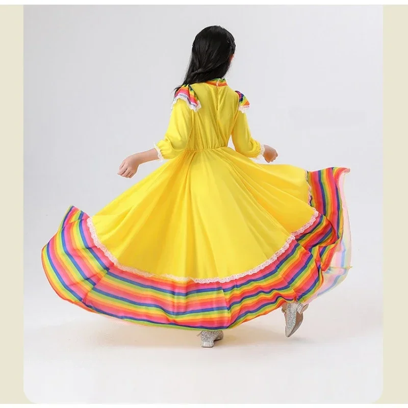 Mexican dress children's skirt Scotland Spanish national style dress 61 women traditional performance clothes