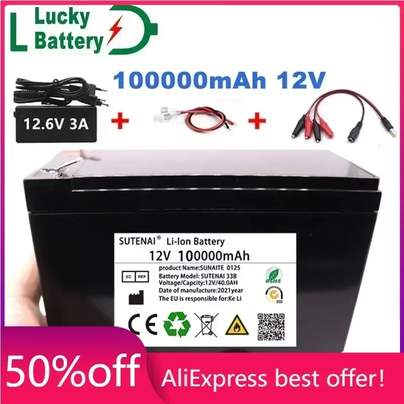 

Lucky Li Ion 18650 Battery Electric Vehicle Lithium Battery Pack 9V- 12V 50Ah 100Ah Built-in BMS 30A High Current