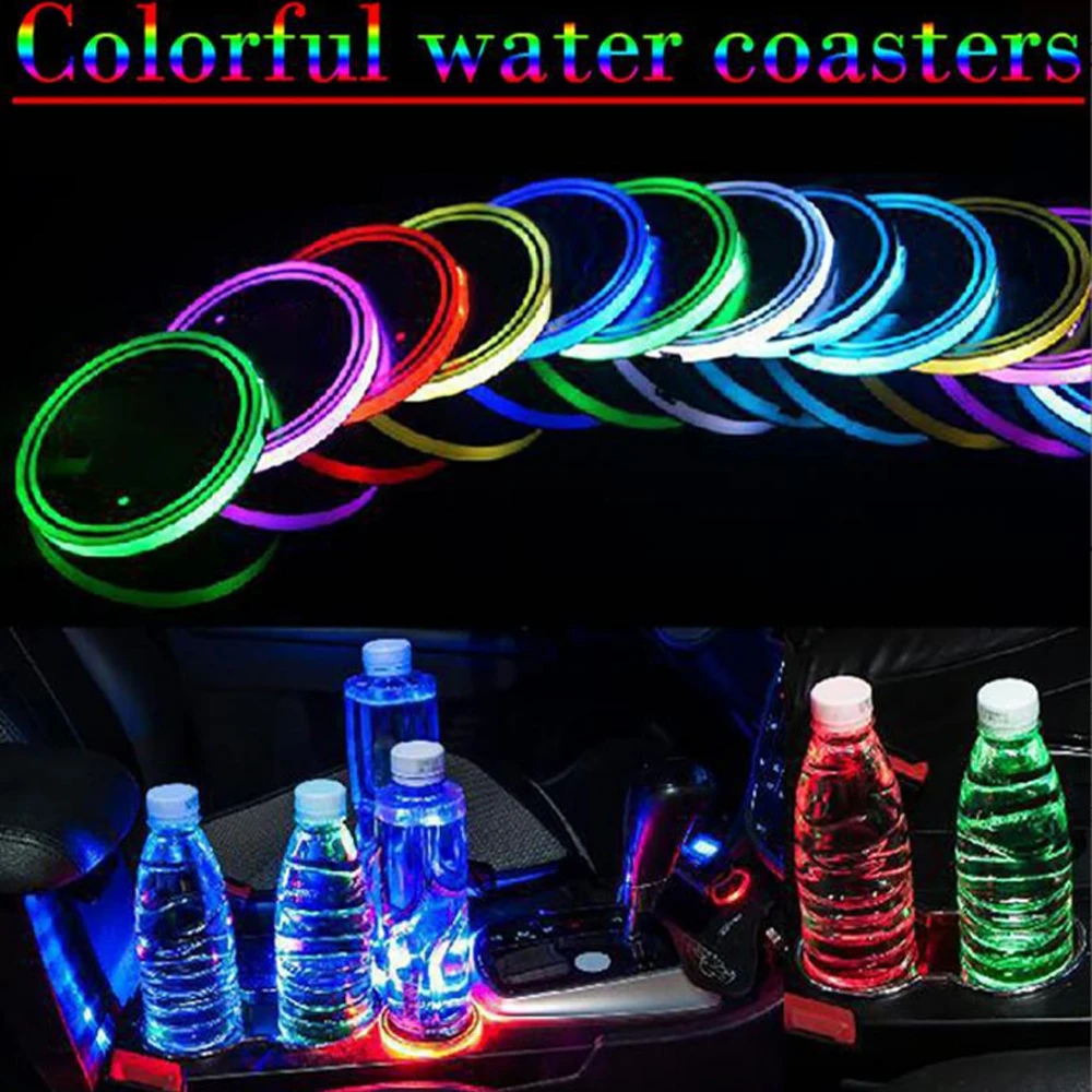 Car LED Luminous Water Cup Pad 1PC Interior Decor