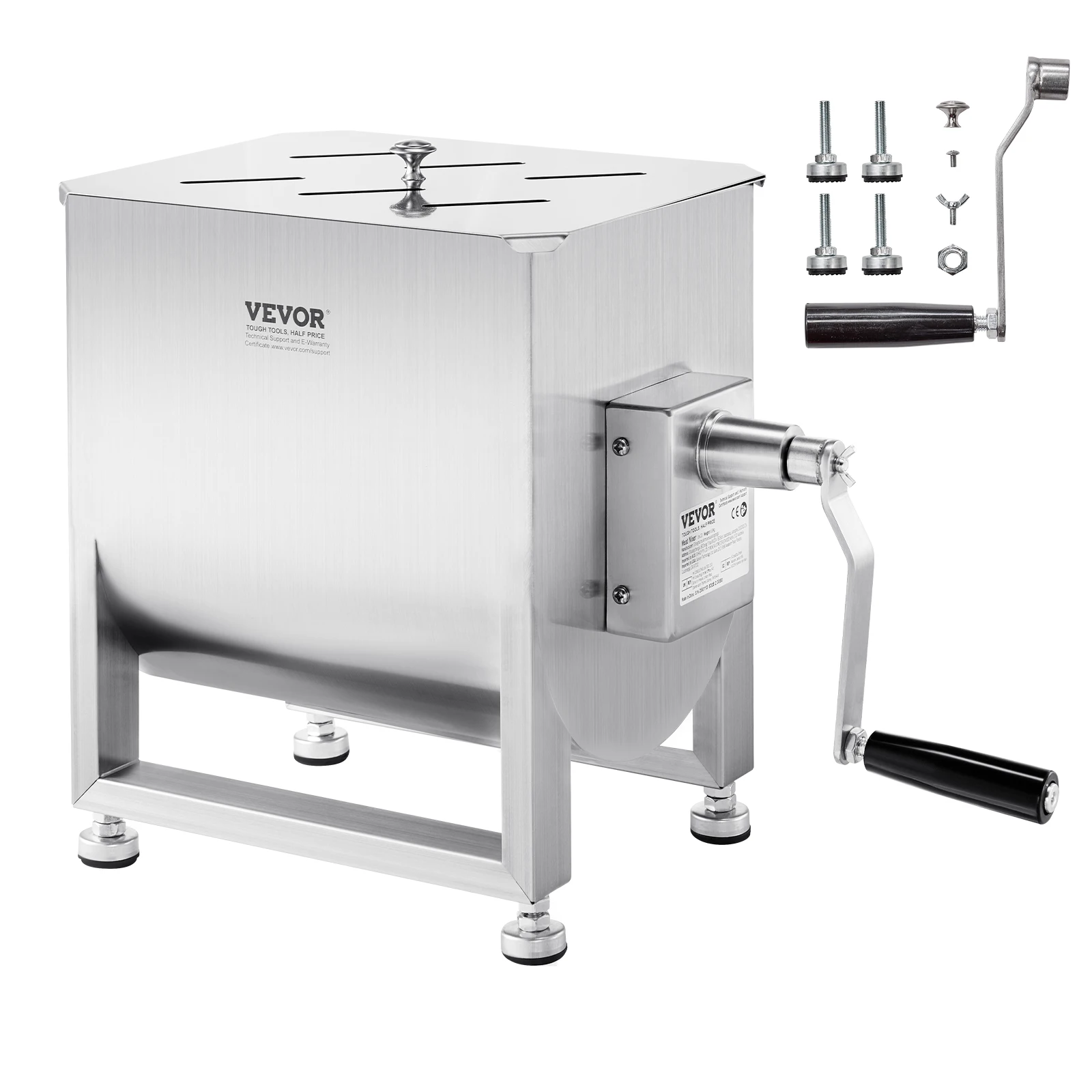 SucceBuy Manual Meat Mixer 10-60L Tank Meat Processing Equipment(Mixing Max 60LBS ) with Lid Handle Gear Reducer Hand Mixer 1