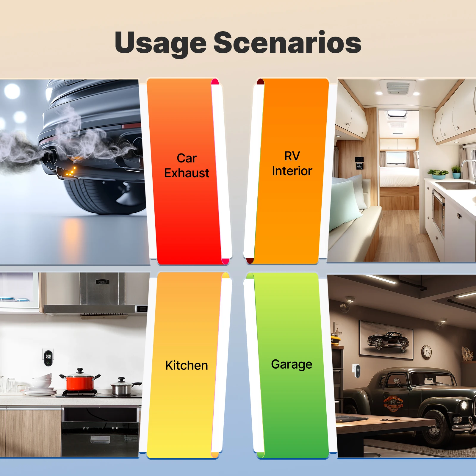 كاشف أول أكسيد الكربون MOES 3 في 1، مزود بشاشة عرض...