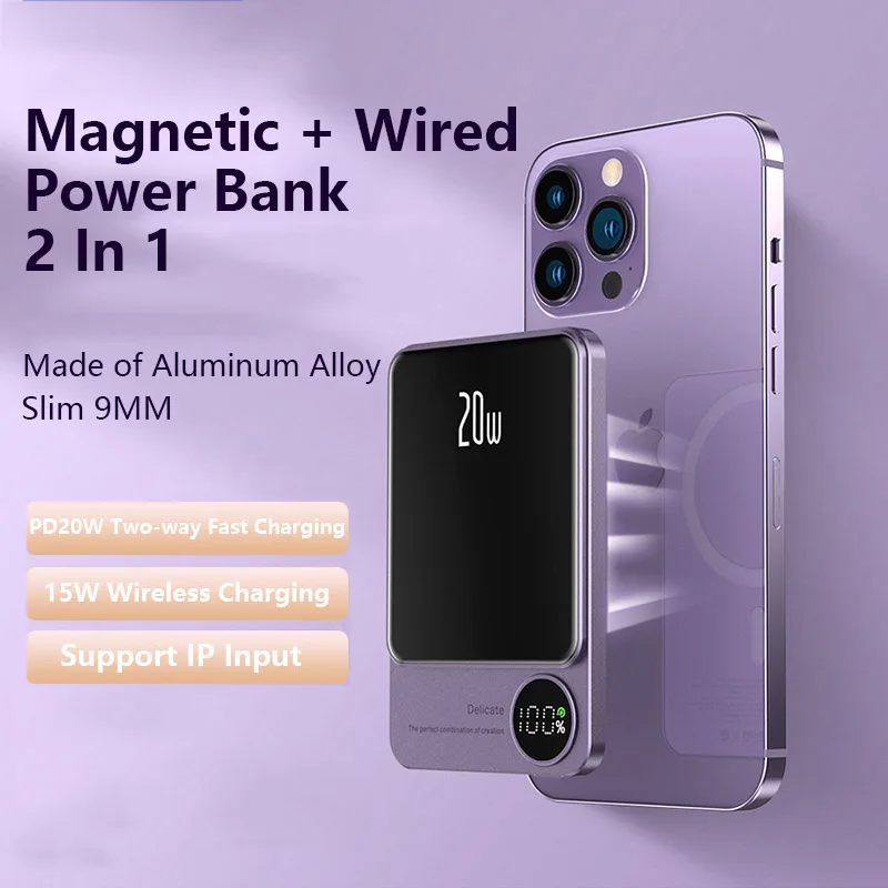 Magnetic Power Bank 5000mAh Portable Powerbanks Wireless PD20W Charger Spare Battery for iPhone 14 13 Xiaomi -
