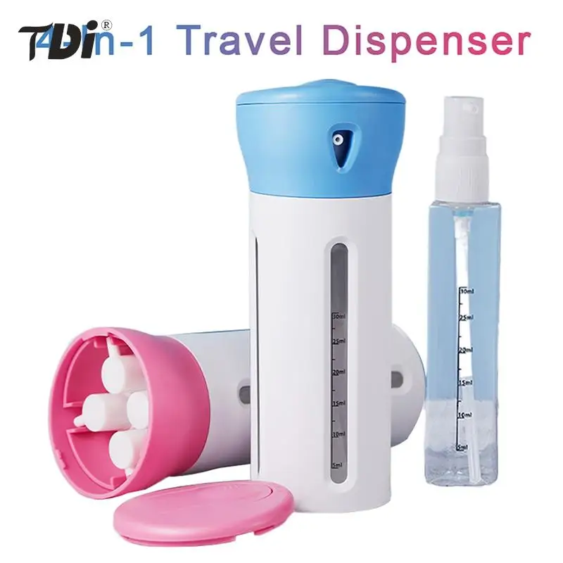 

Travel Dispenser 4-In-1 Travel Bottles Leak Proof Toiletries Sub-bottle Refillable Shower Gel Soap Empty Container Kit