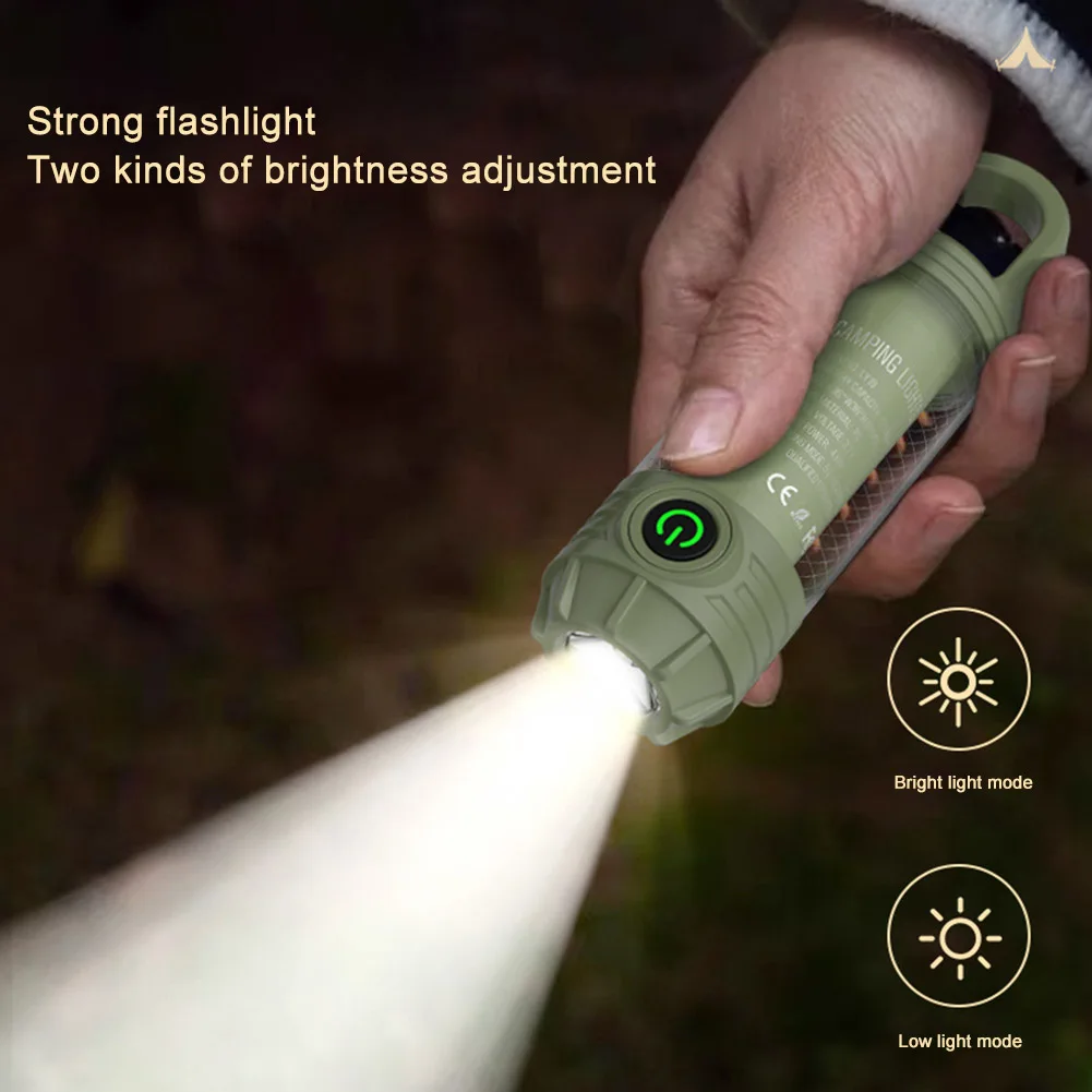 LED Camping Lantern Waterproof Flashlight with 5 Brightness Emergency Light Rechargeable Tent Light for Blackout Hiking