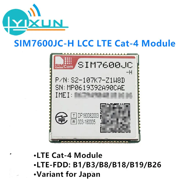 

SIMCOM Φ LCC LTE Cat4 модуль 150 Мбит/с для downlink и 50 Мбит/с для uplink Φ B1/B3/B8/B18/B19/B26 вариант для Японии