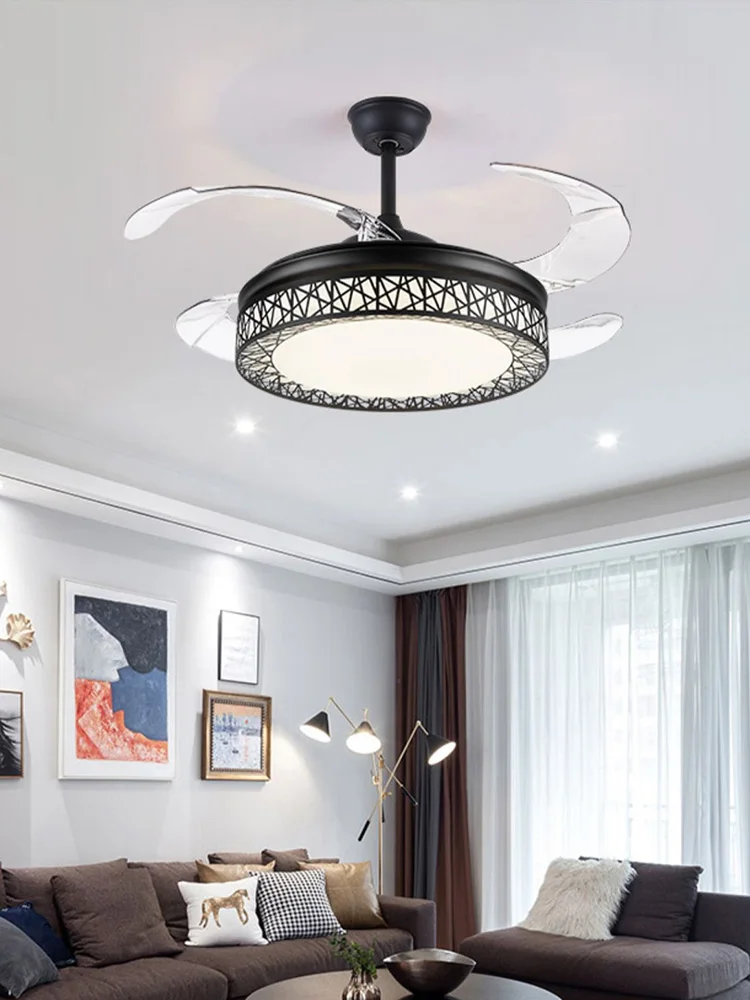 110V Or 220V Invisible Ceiling Fan Lamps Bedroom Living Room Dining Room Study LED Modern And Minimalist Home Pendant Light